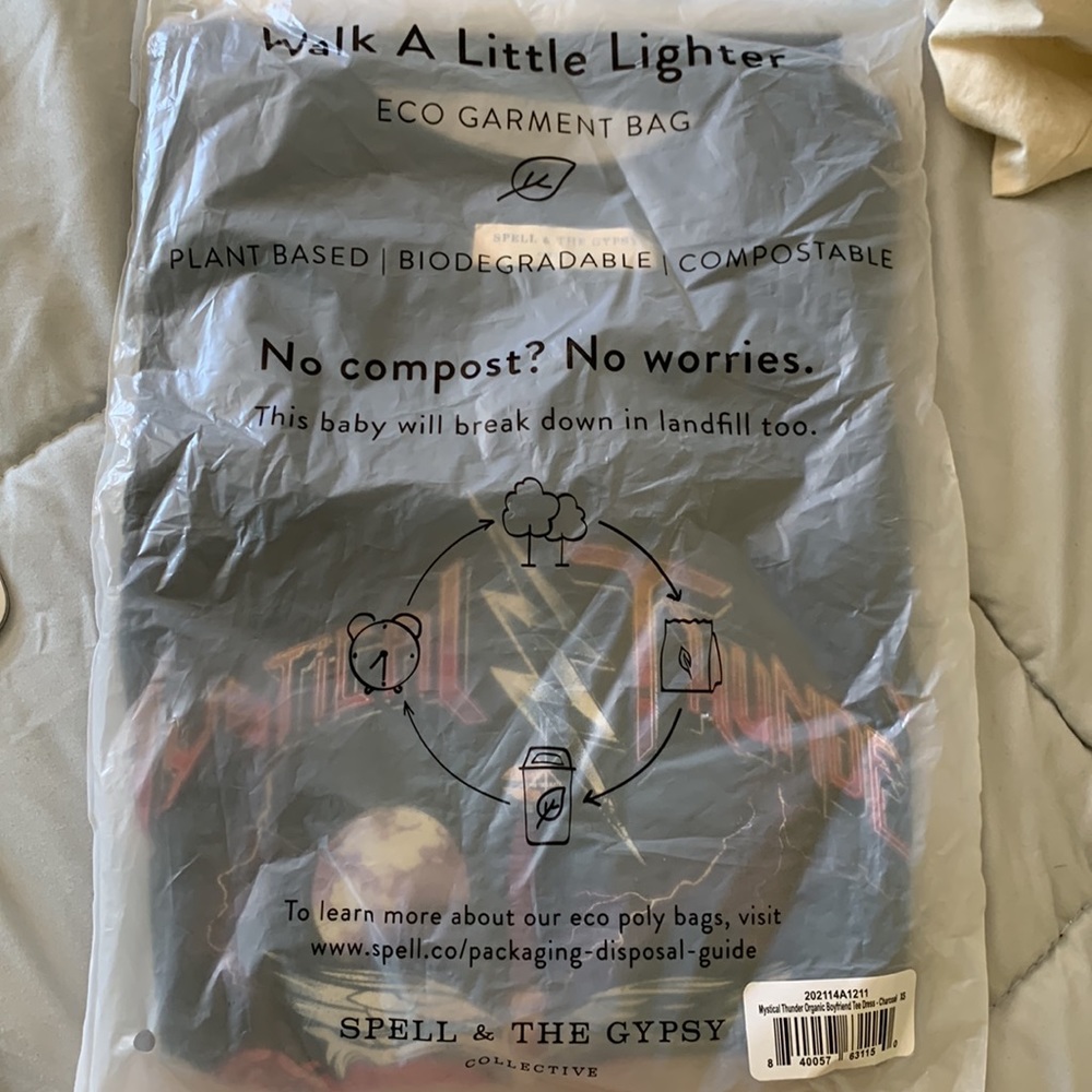 Spell Mystical Thunder organic boyfriend tee dress XS NWT - Picture 4 of 5